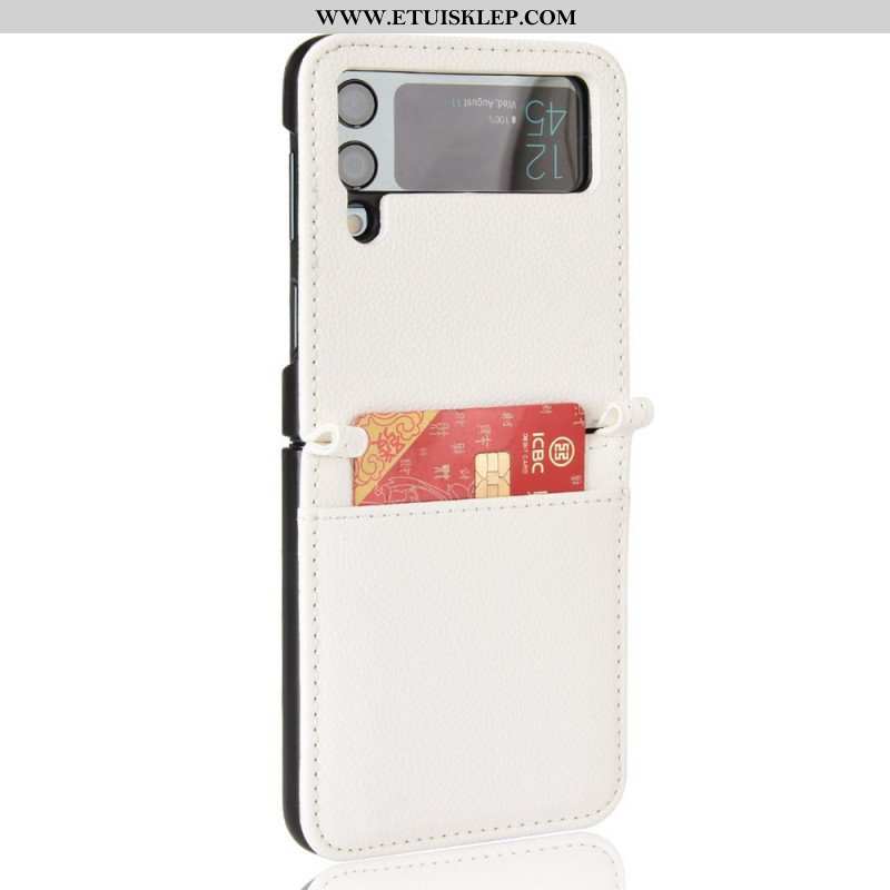 Etui do Samsung Galaxy Z Flip 3 5G Etui Folio Skórzane Etui Na Karty W Stylu Litchi